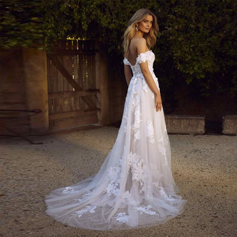 Stunning Lace Off The Shoulder Princess Wedding Dress
