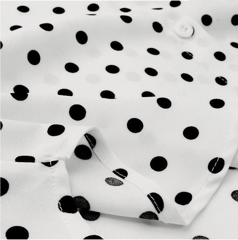 Chiffon Polka-dot Long Sleeve Button up Shirt