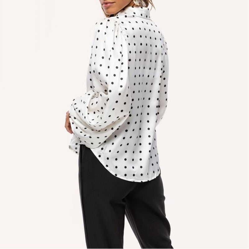 Chiffon Polka-dot Long Sleeve Button up Shirt