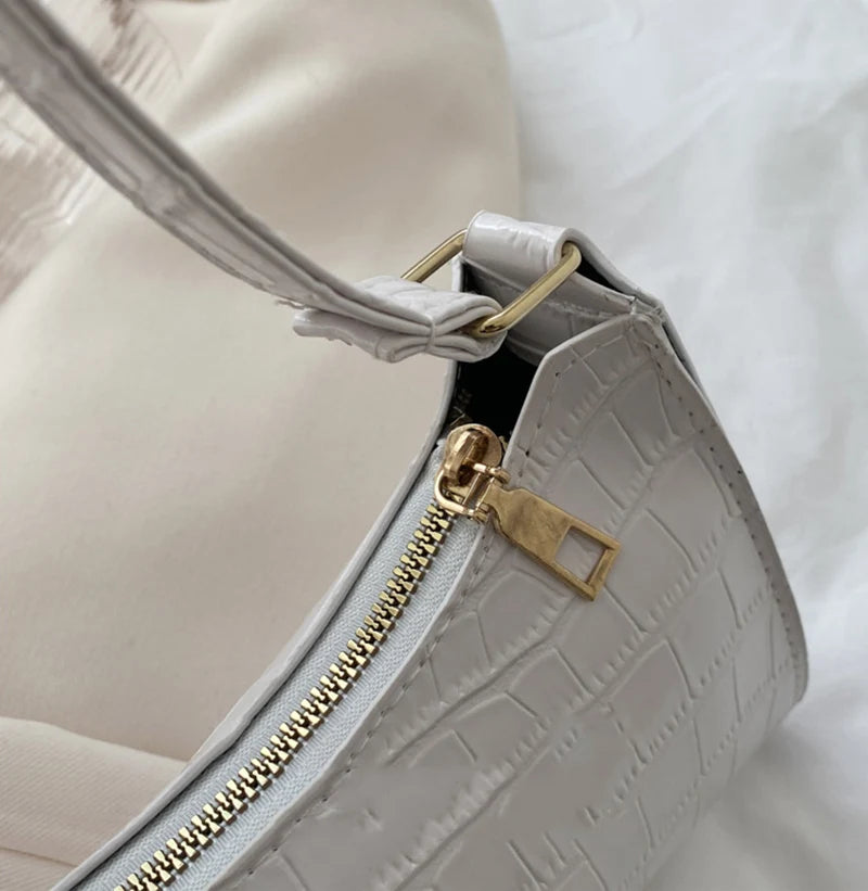 Leather Alligator Pattern Armpit Handbag