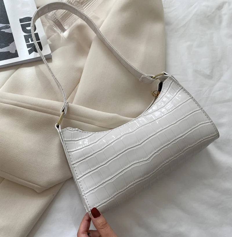 Leather Alligator Pattern Armpit Handbag