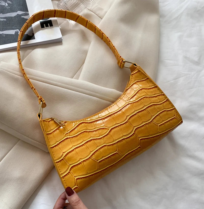 Leather Alligator Pattern Armpit Handbag