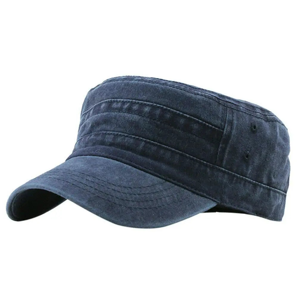 Men Women Hat Cadet Combat Fishing Baseball Cap Anti-UV Flat Top Hat Outdoor Unisex Sun Hat ﻿