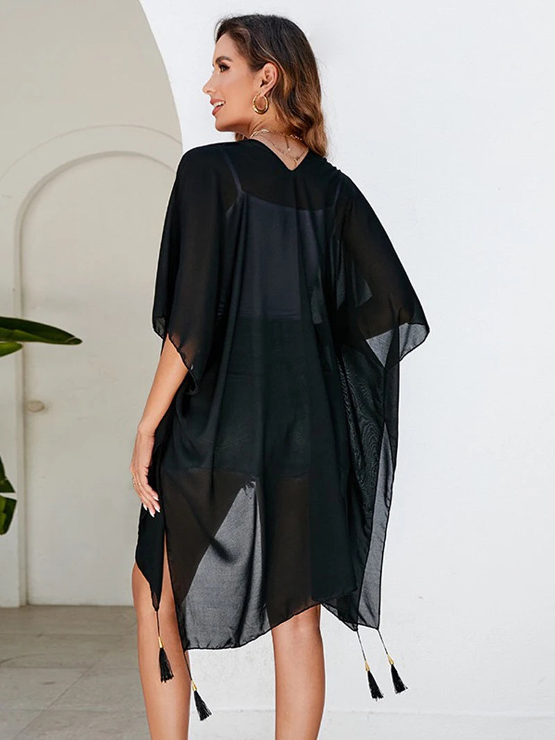 Simple Pure Color Chiffon Beach Bikini Cover Up