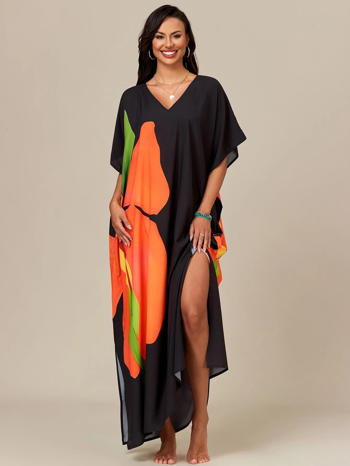 Colorful Mrs. Roper Caftan Bathing Suit Cover Up