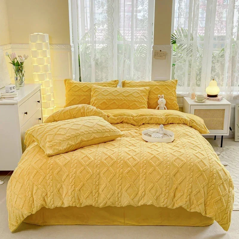 Warm Solid Color Duvet Cover Bedding for Double Use