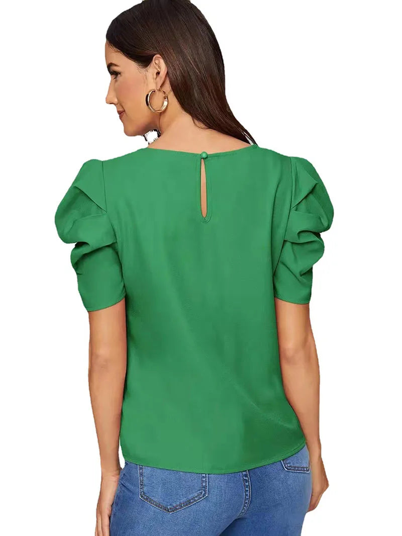 Women's Fashionable Blouse with Bubble Sleeves