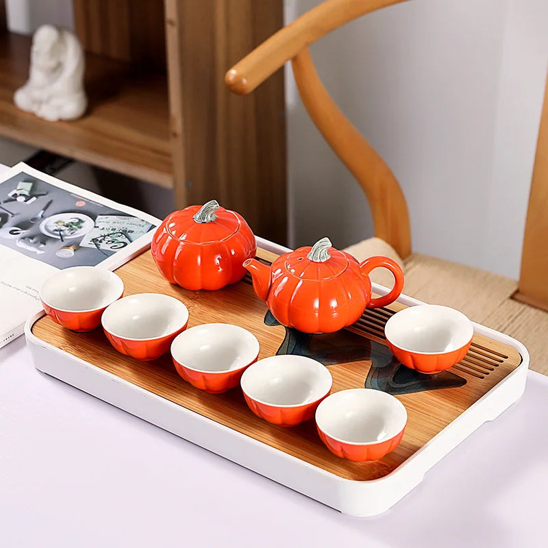 High-End Gold Pumpkin Ceramic Tea Box Set