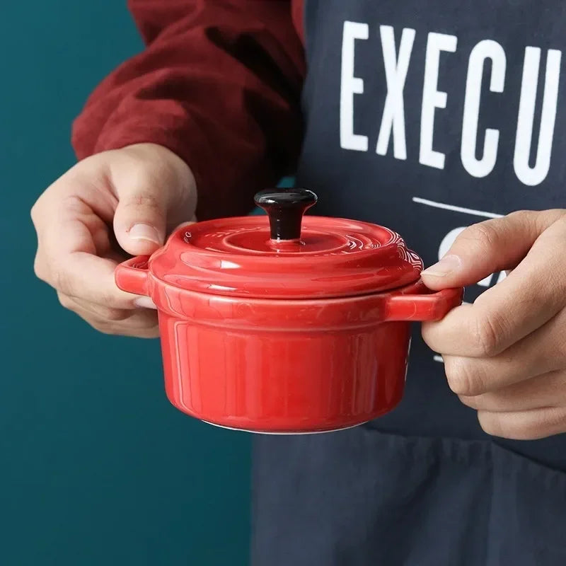 Ceramic Ramekins Bowls with Lids For Casseroles, Souffles, French Onion Soup and Creme Brulees