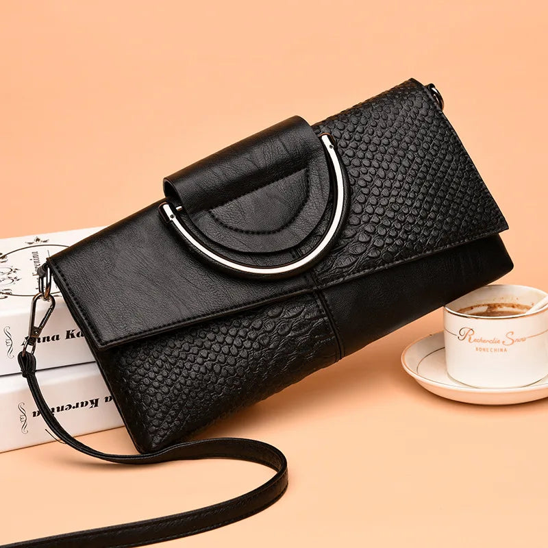 Soft Luxury Leather Handbag; Crossbody or Clutch
