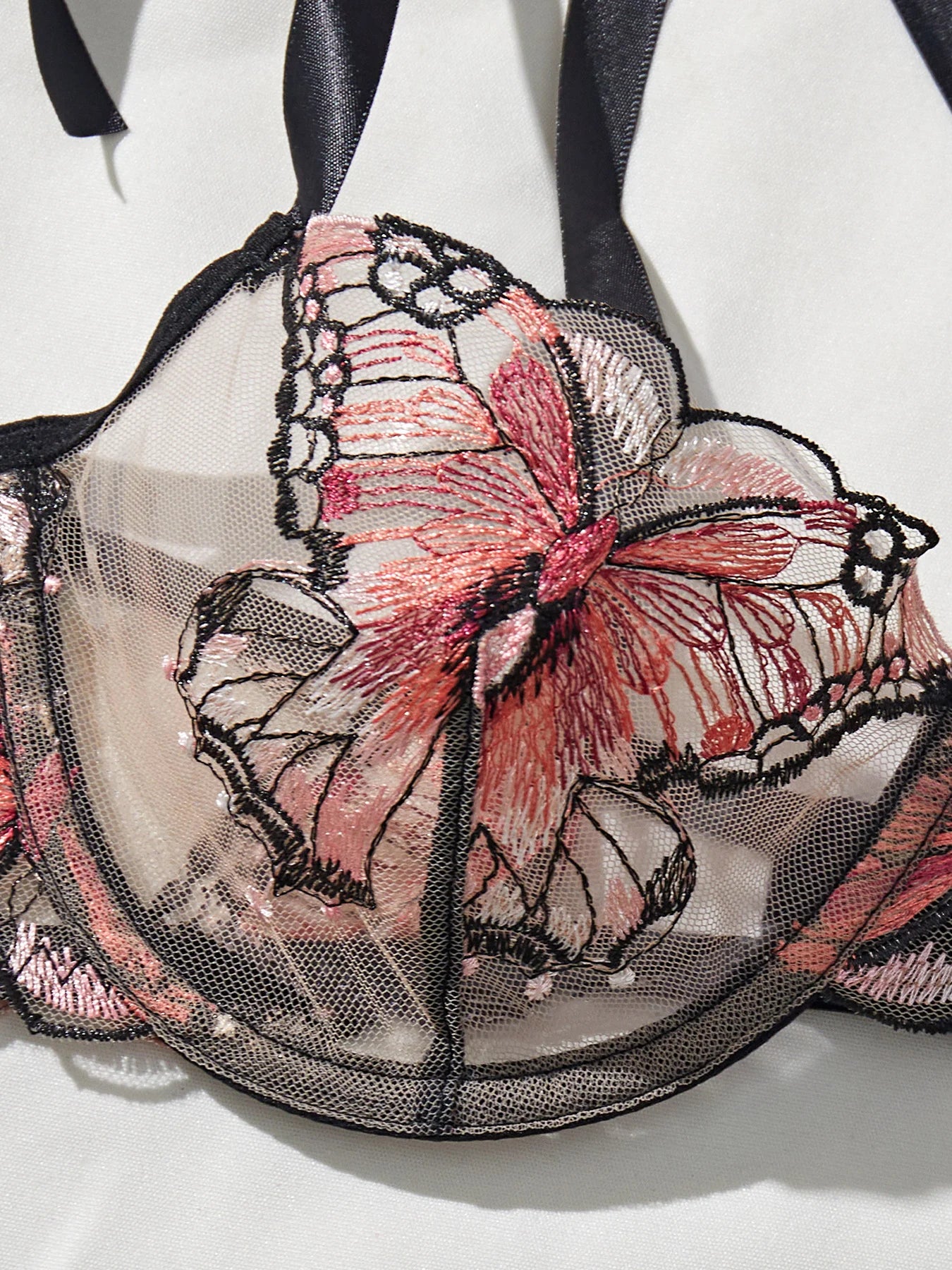 2 Piece See Through Sexy Butterfly Bra and Panty Set