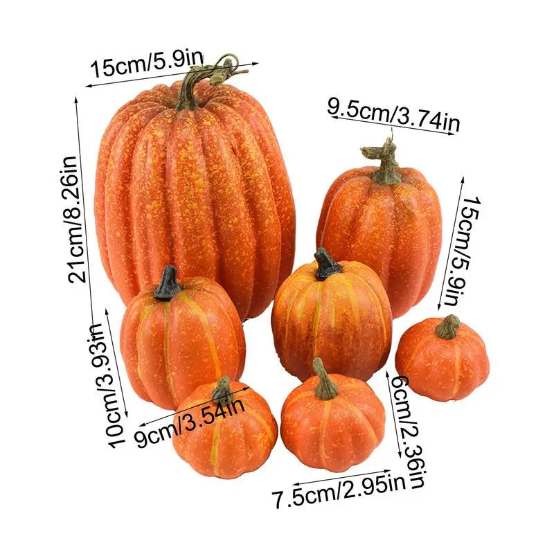 Artificial Pumpkin for Halloween or Thanksgiving (Set of 7)