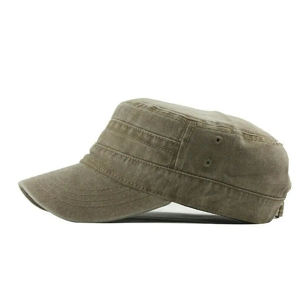 Men Women Hat Cadet Combat Fishing Baseball Cap Anti-UV Flat Top Hat Outdoor Unisex Sun Hat ﻿