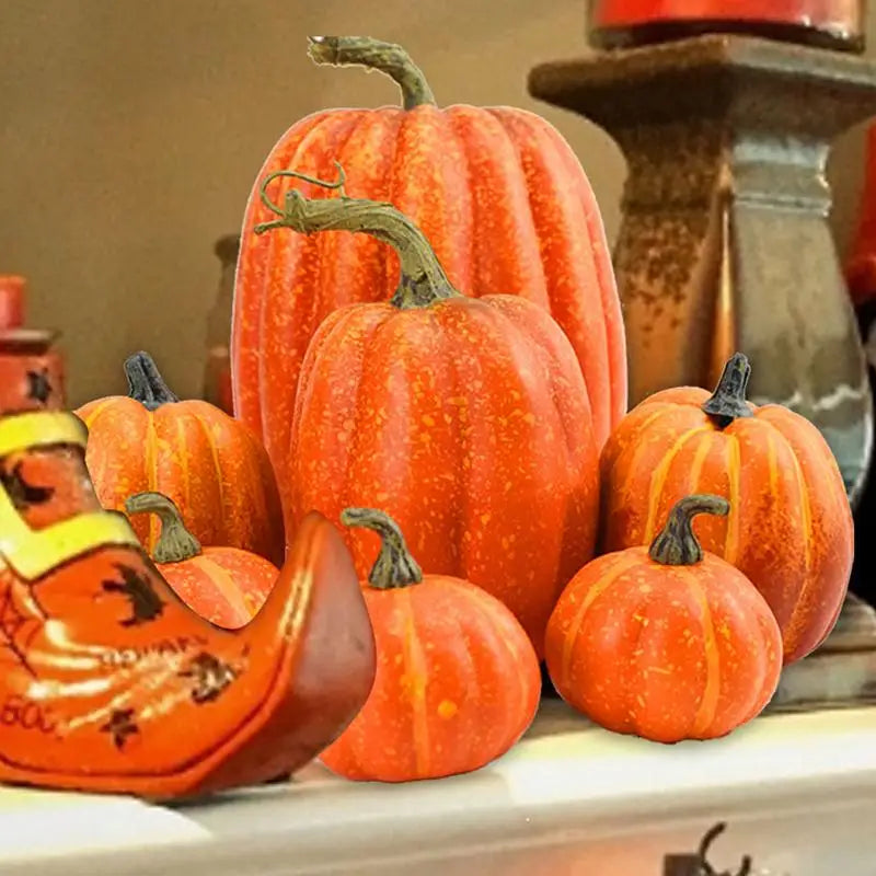 Artificial Pumpkin for Halloween or Thanksgiving (Set of 7)