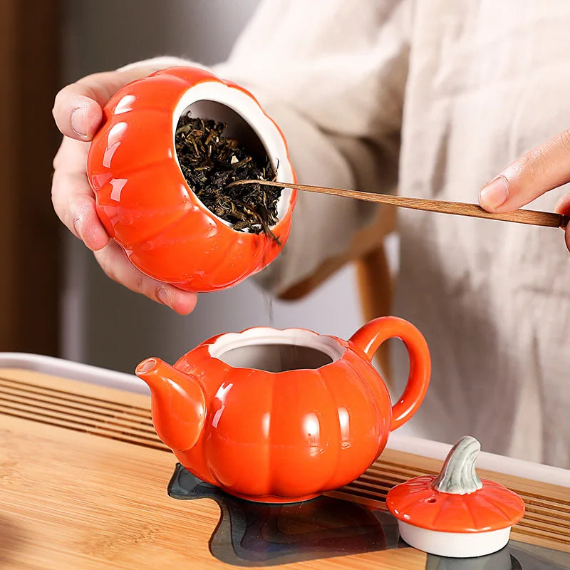 High-End Gold Pumpkin Ceramic Tea Box Set