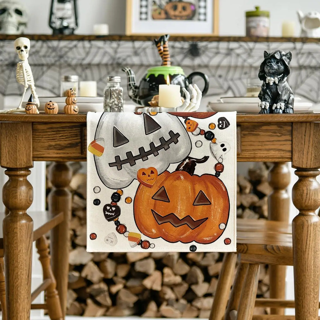 Halloween Pumpkins Spooky Linen Table Runners