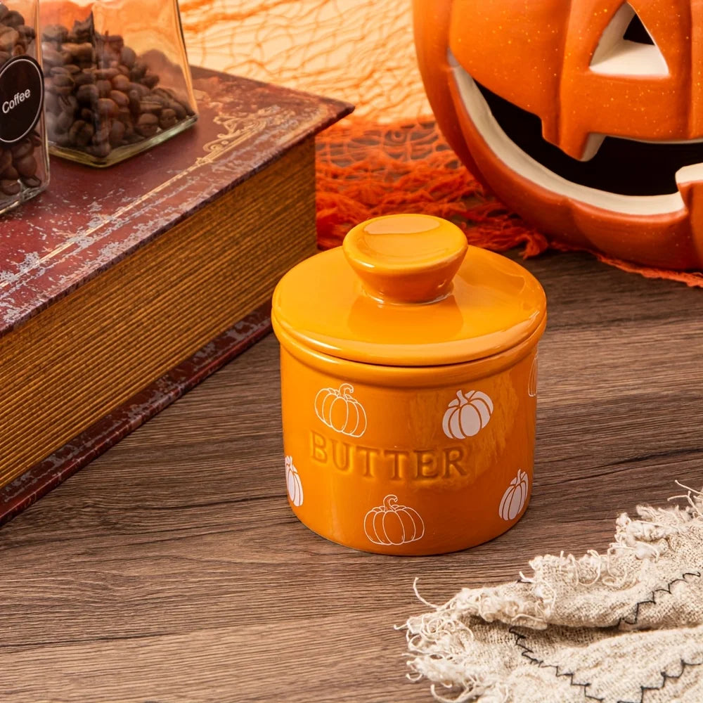 Autumn Covered Ceramic French Butter Dish
