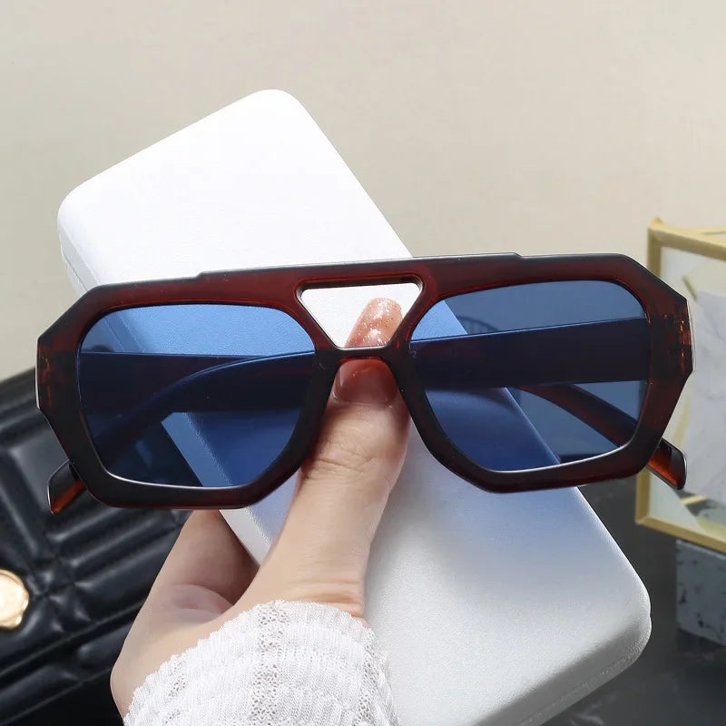 Vintage Double Bridges Square Sunglasses