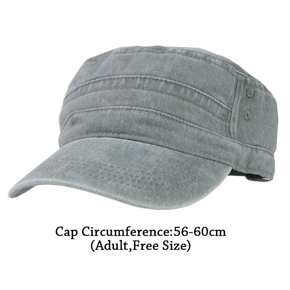Men Women Hat Cadet Combat Fishing Baseball Cap Anti-UV Flat Top Hat Outdoor Unisex Sun Hat ﻿