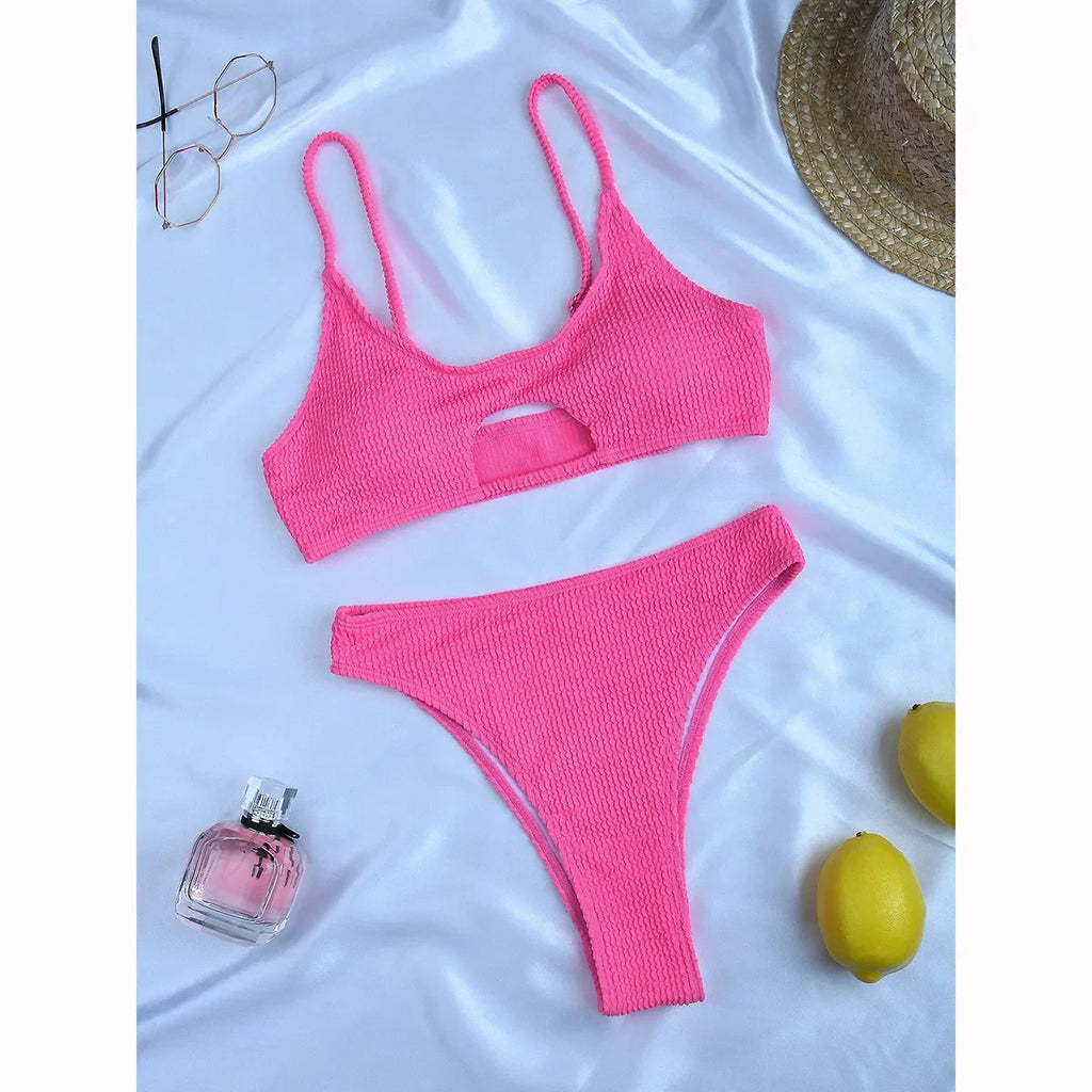Special Pit Stripe Fabric Bikini Set