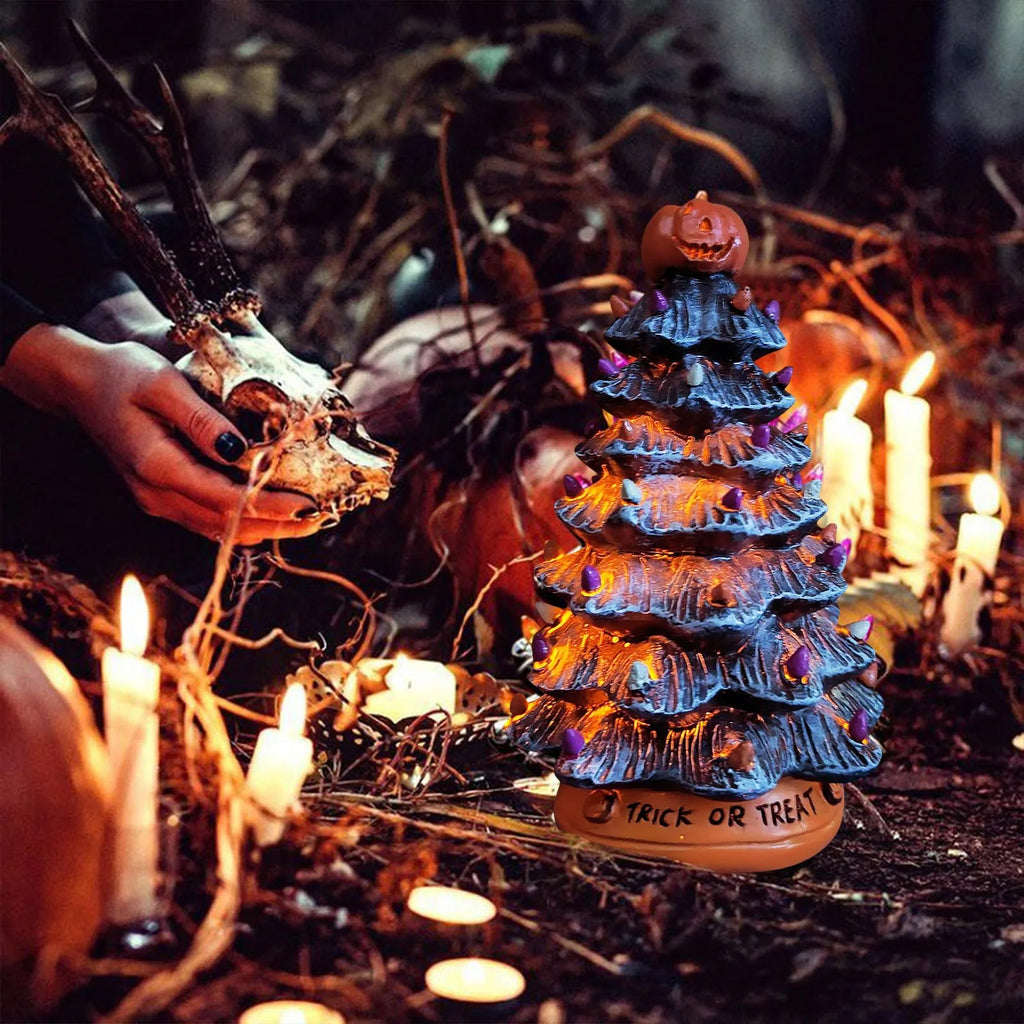 Glowing Halloween Black Ceramic LED Christmas Tree