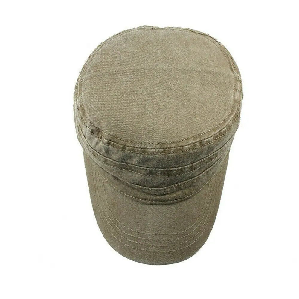Men Women Hat Cadet Combat Fishing Baseball Cap Anti-UV Flat Top Hat Outdoor Unisex Sun Hat ﻿