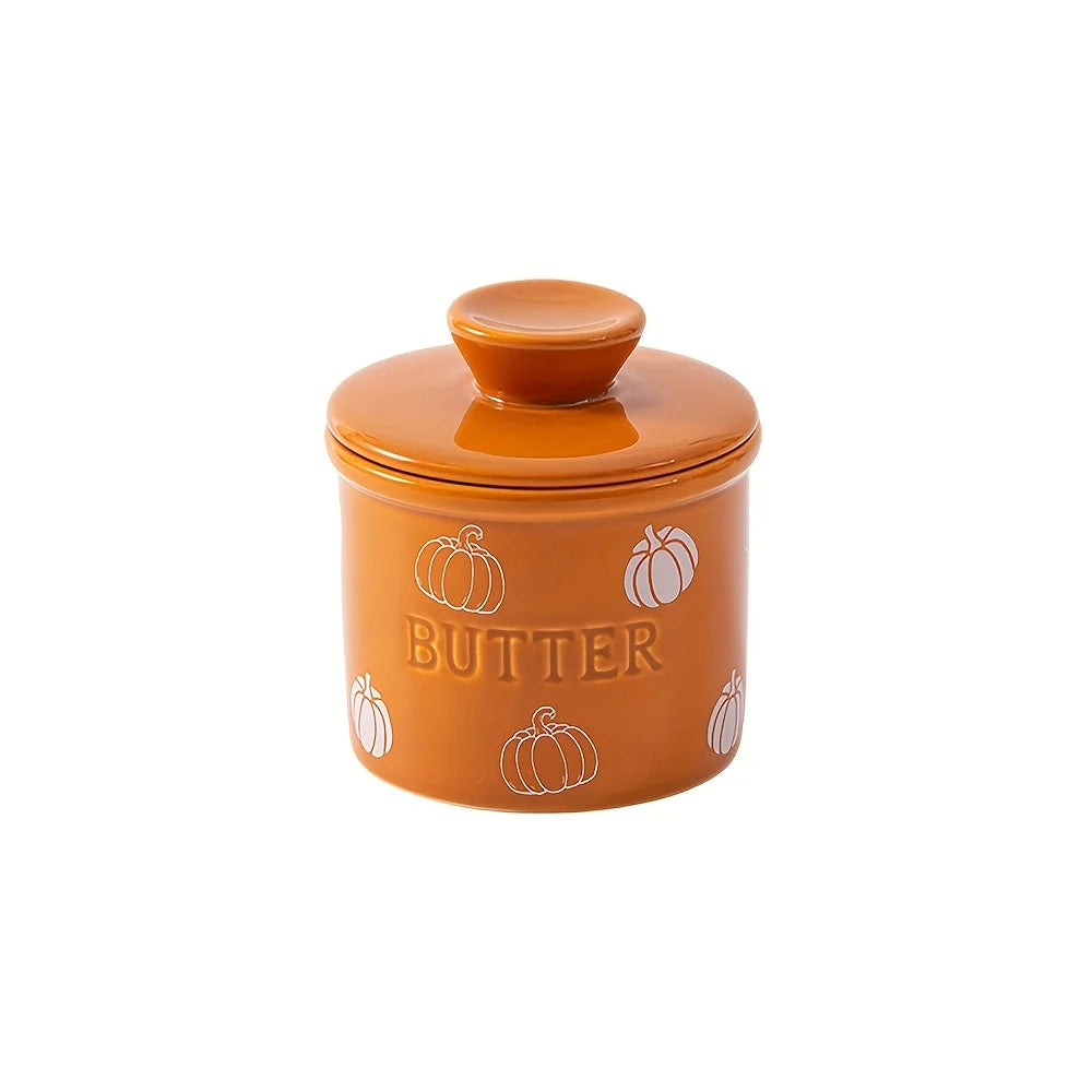 Autumn Covered Ceramic French Butter Dish