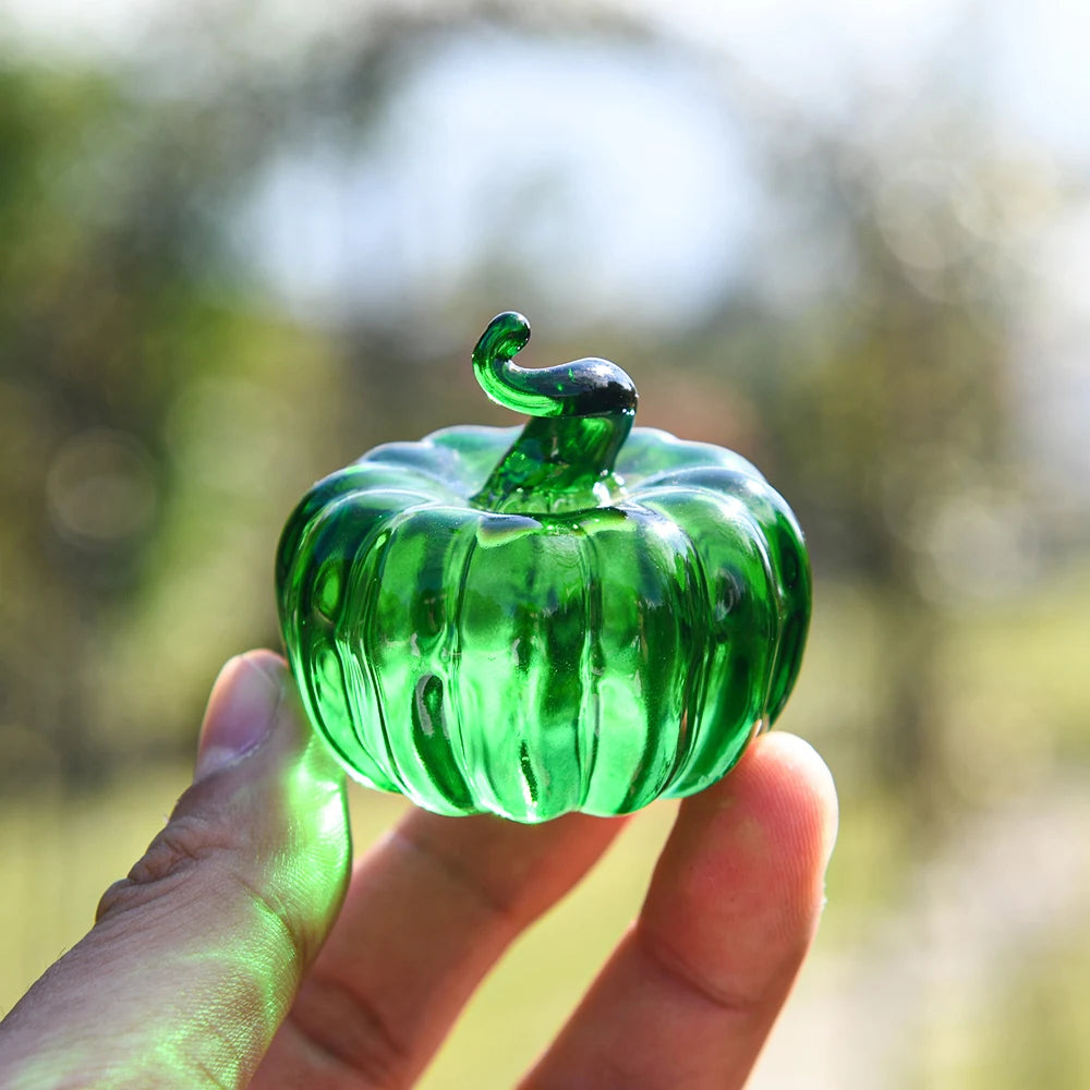 Collectible Green Crystal Pumpkin Figurine