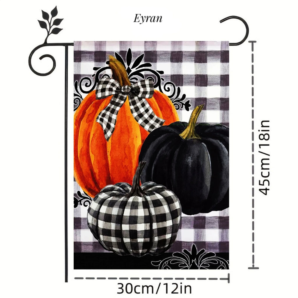 Checkered Pumpkins Autumn Garden Flag