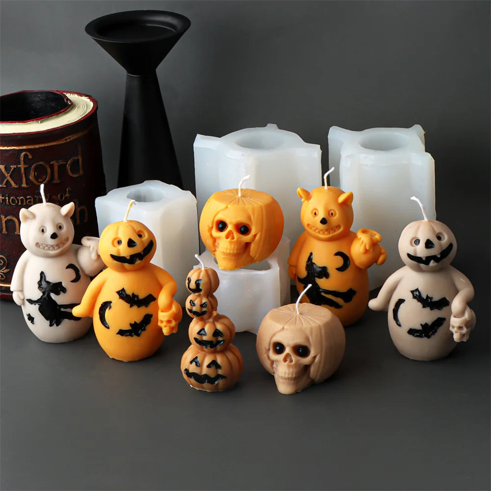Pumpkin Series Silicone Candle Molds (Pumpkin, Skull, Gypsum)