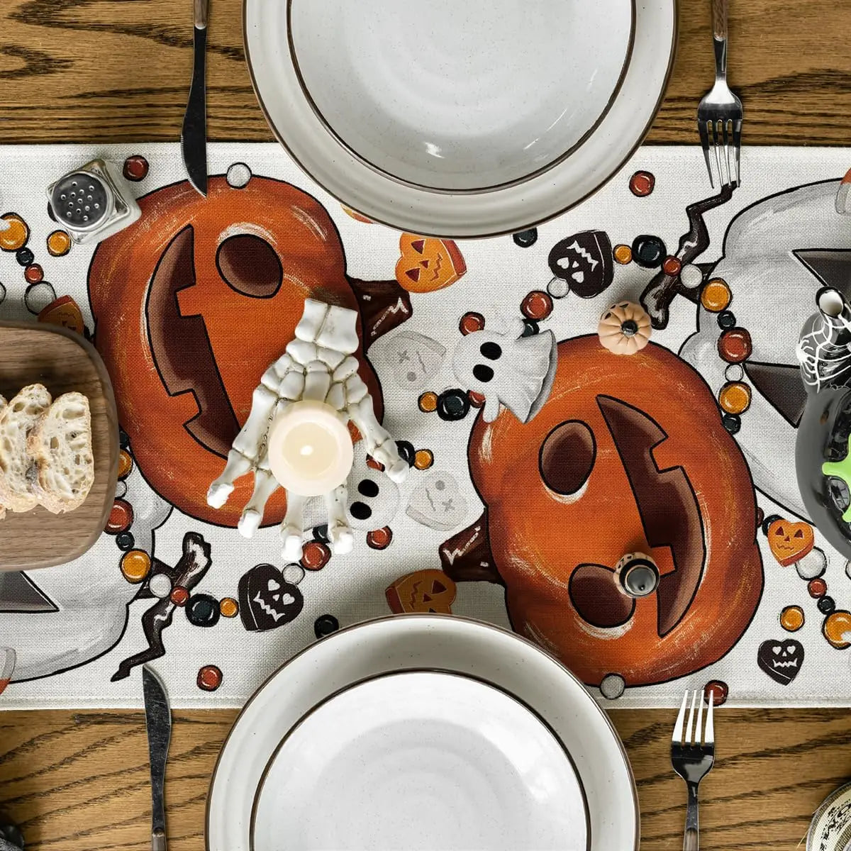 Halloween Pumpkins Spooky Linen Table Runners