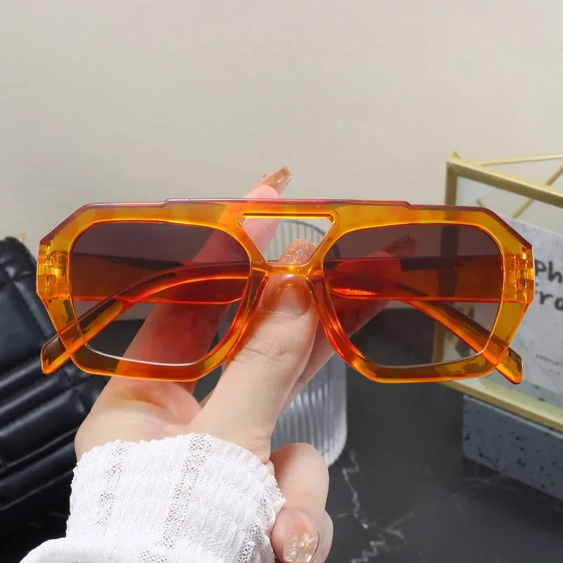 Vintage Double Bridges Square Sunglasses