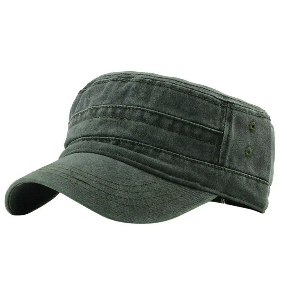 Men Women Hat Cadet Combat Fishing Baseball Cap Anti-UV Flat Top Hat Outdoor Unisex Sun Hat ﻿