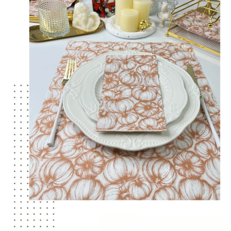 20Piece Autumn Pumpkin Print Napkins for Thanksgiving