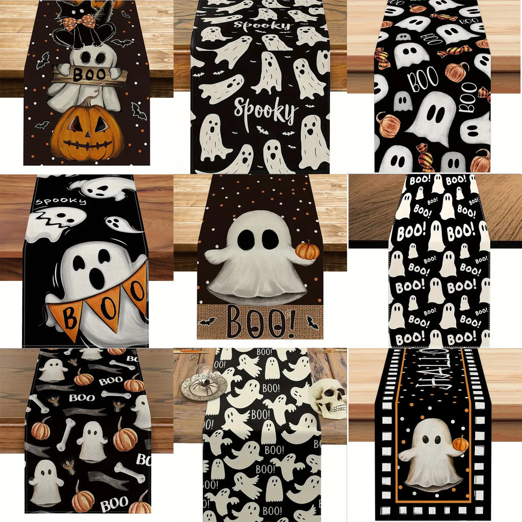 Linen Halloween Table Runner- Multiple Designs