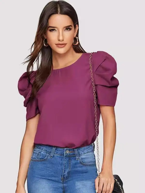 Women's Fashionable Blouse with Bubble Sleeves
