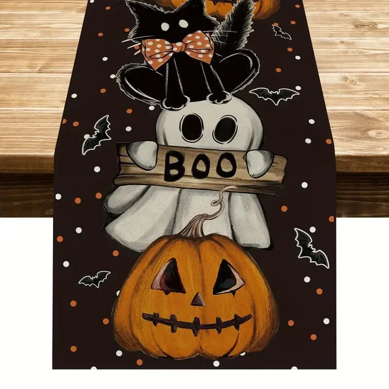 Linen Halloween Table Runner- Multiple Designs