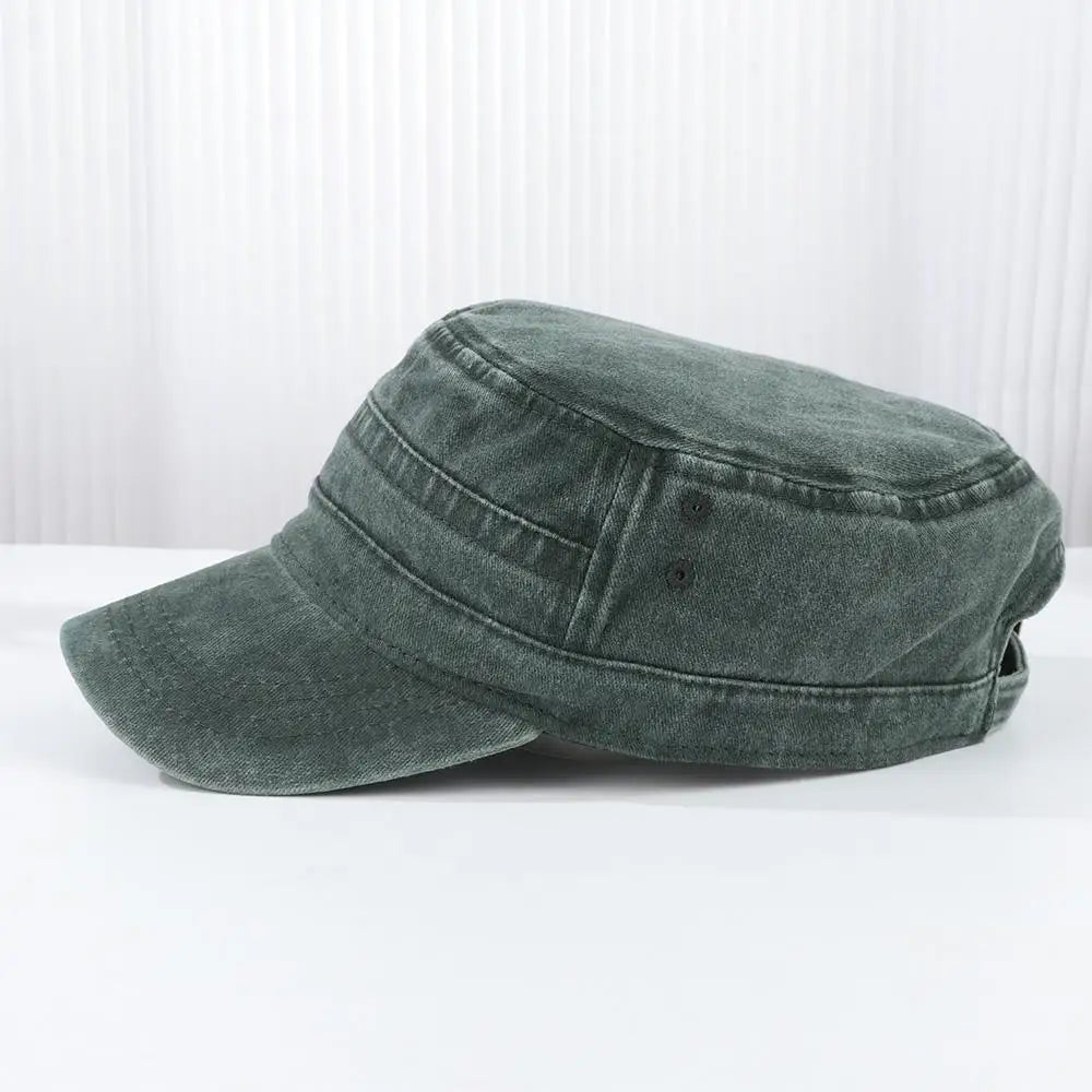 Men Women Hat Cadet Combat Fishing Baseball Cap Anti-UV Flat Top Hat Outdoor Unisex Sun Hat ﻿