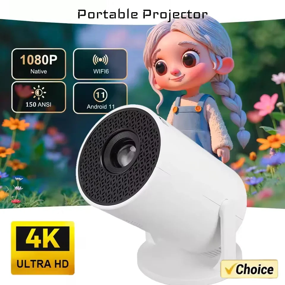 Smart Portable 1080P HD Wireless LED Movie Projector with 270° Rotation