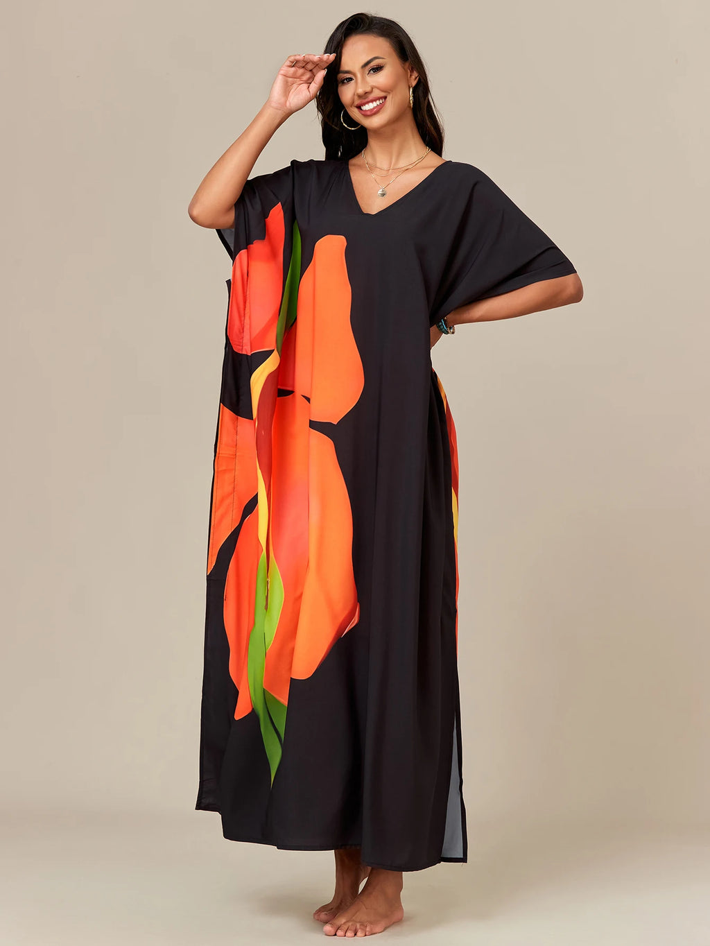 Colorful Mrs. Roper Caftan Bathing Suit Cover Up