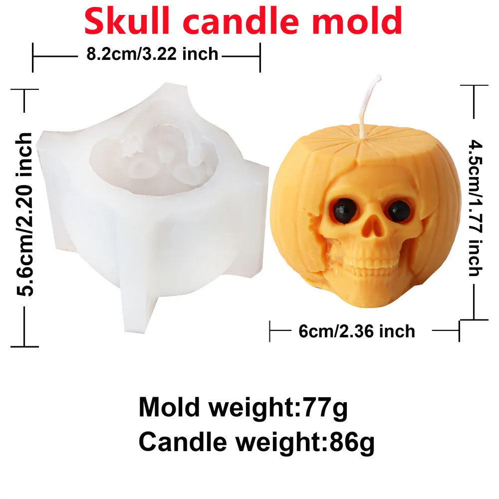 Pumpkin Series Silicone Candle Molds (Pumpkin, Skull, Gypsum)