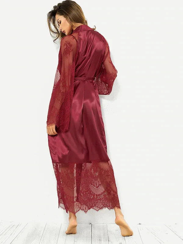 Solid Color Lace Patchwork Women's Nightdress