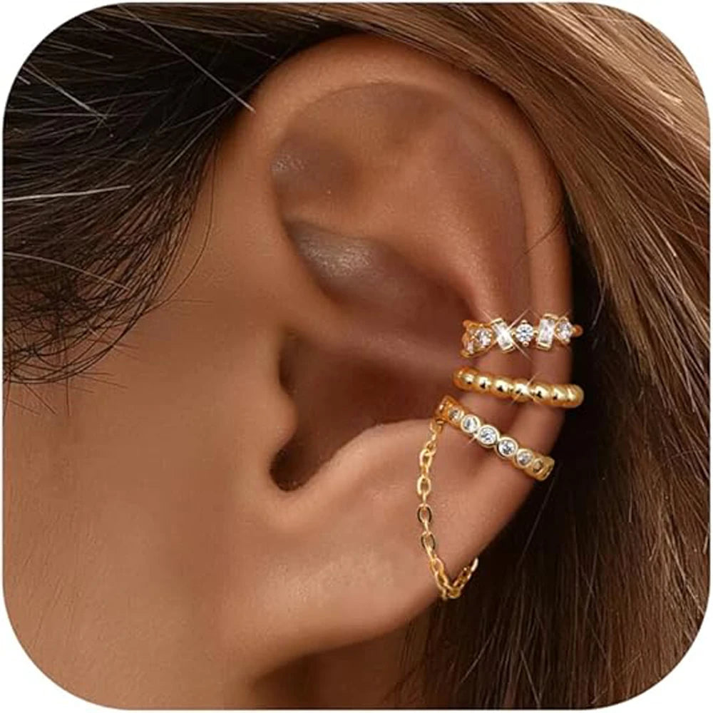 14K Gold Plated Cuff Earrings for Women