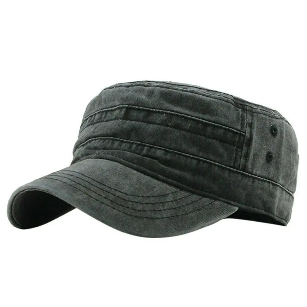 Men Women Hat Cadet Combat Fishing Baseball Cap Anti-UV Flat Top Hat Outdoor Unisex Sun Hat ﻿