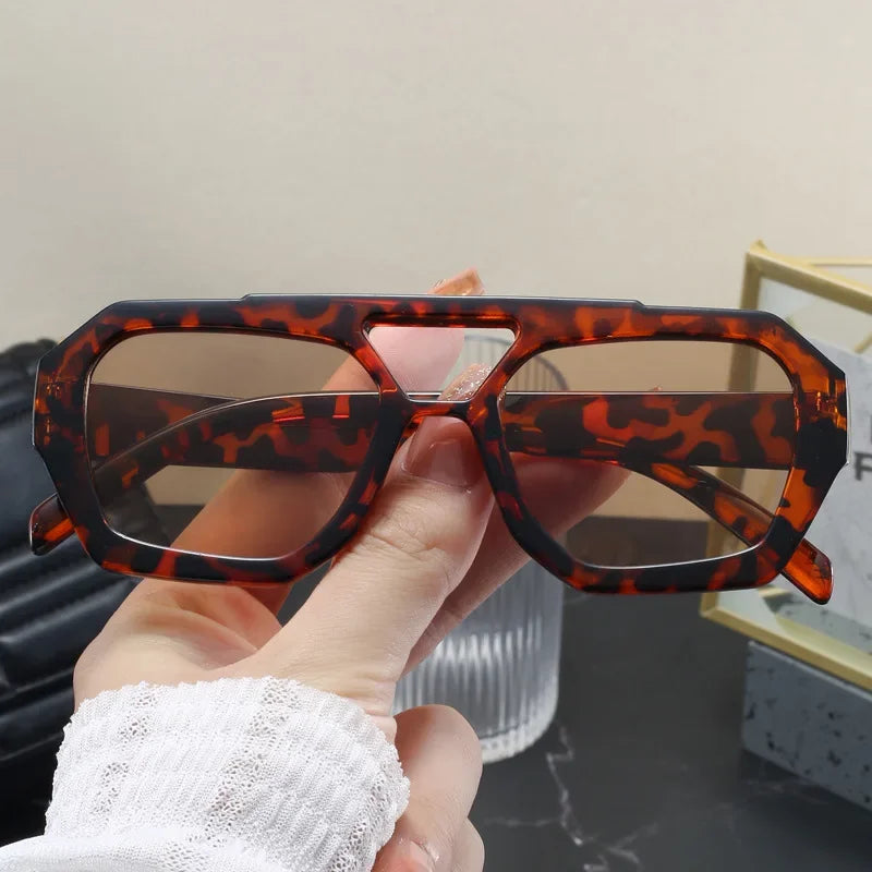 Vintage Double Bridges Square Sunglasses