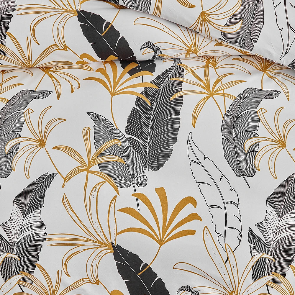 3Piece Leaf and Feather Pattern Bedding Duvet