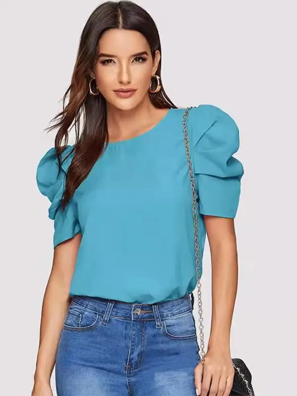 Women's Fashionable Blouse with Bubble Sleeves