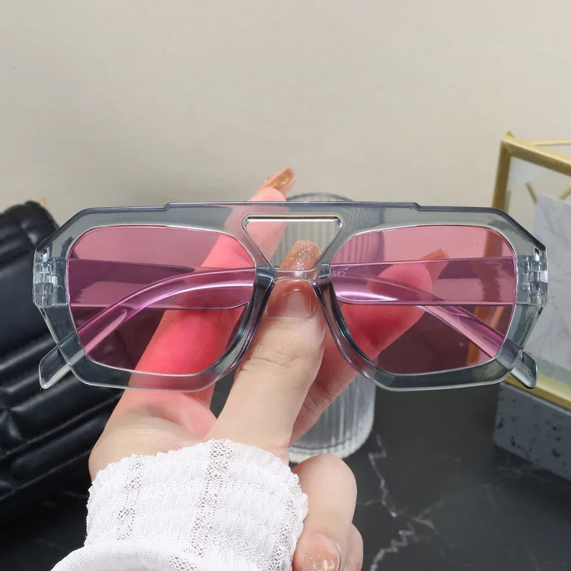 Vintage Double Bridges Square Sunglasses