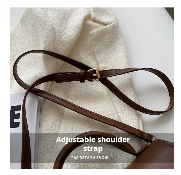 Vintage Leather Shoulder Bag; Crossbody and Underarm Square Satchel