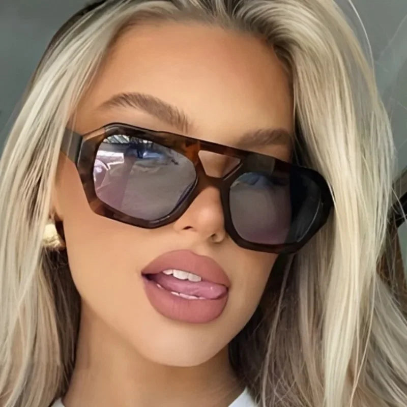 Vintage Double Bridges Square Sunglasses